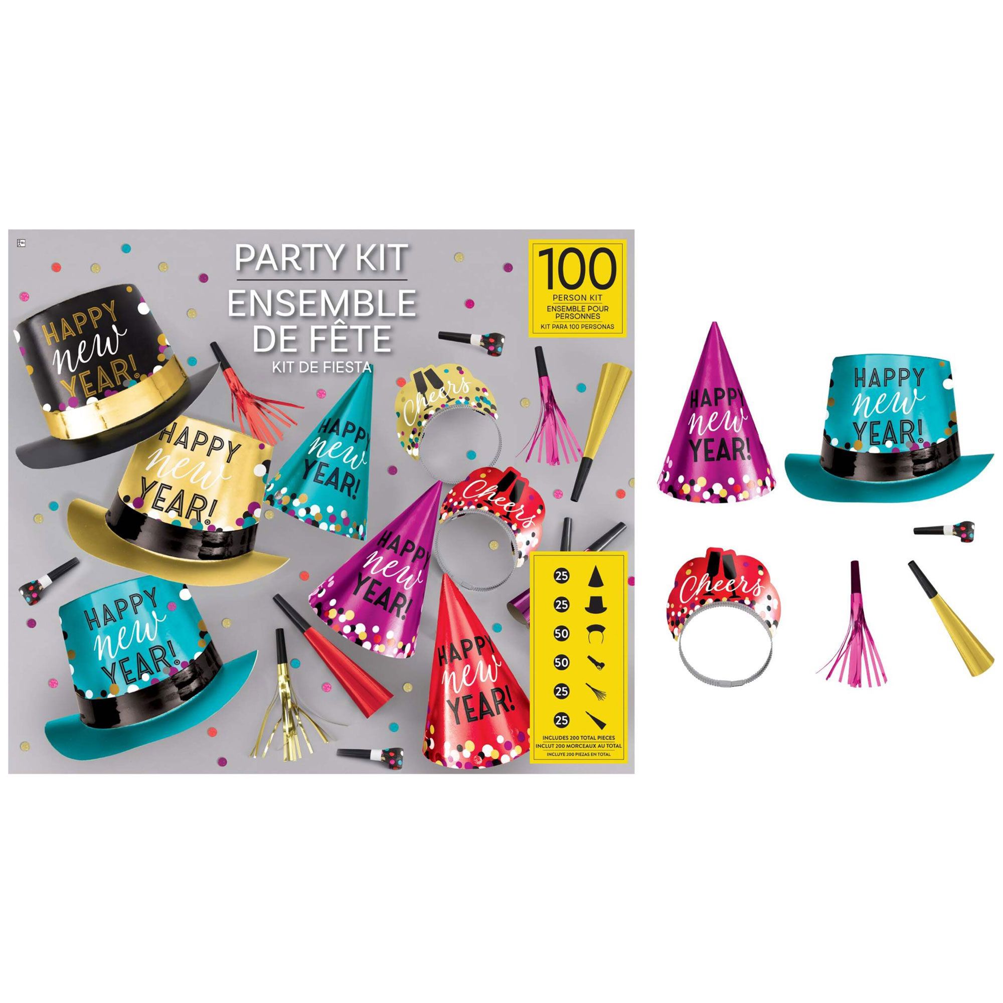 Party Centre - New Years Eve Colorful Confetti Party Kit For 100 People - 200pcs