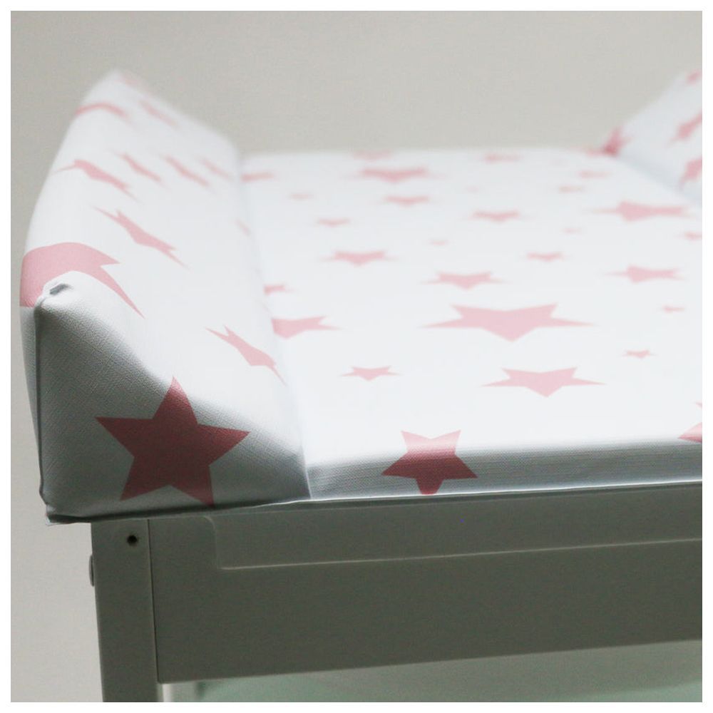 Plastimyr - White Wooden Bathtub w/ Changing Table - Pink Stars