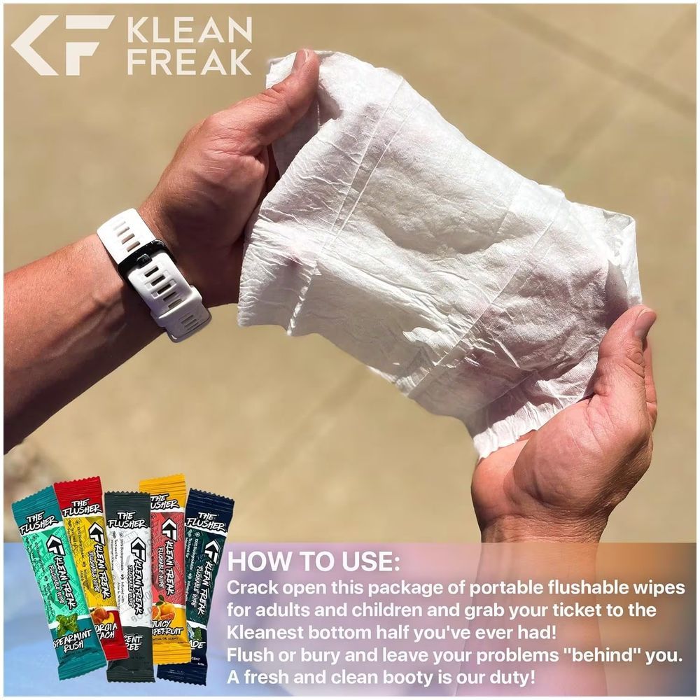 Klean Freak - The Flusher Wipes - Single Sachet - Georgia Peach