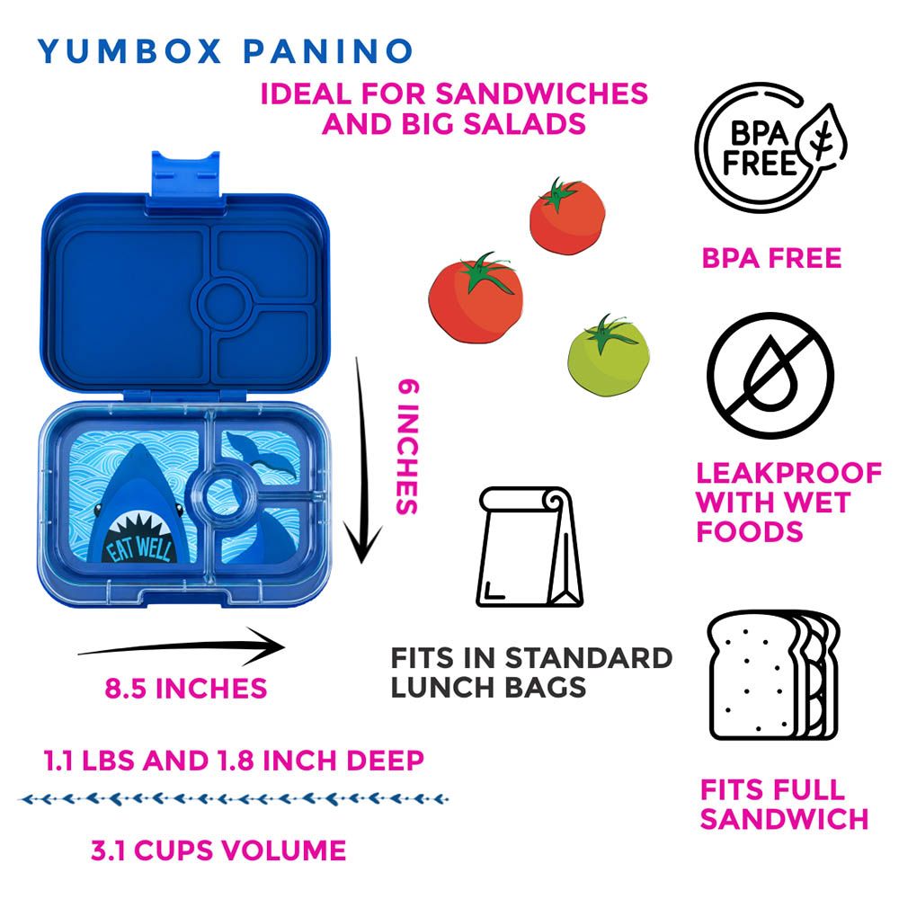 Yumbox - Shark 4 Compartments Lunch Box - Monte Carlo Blue