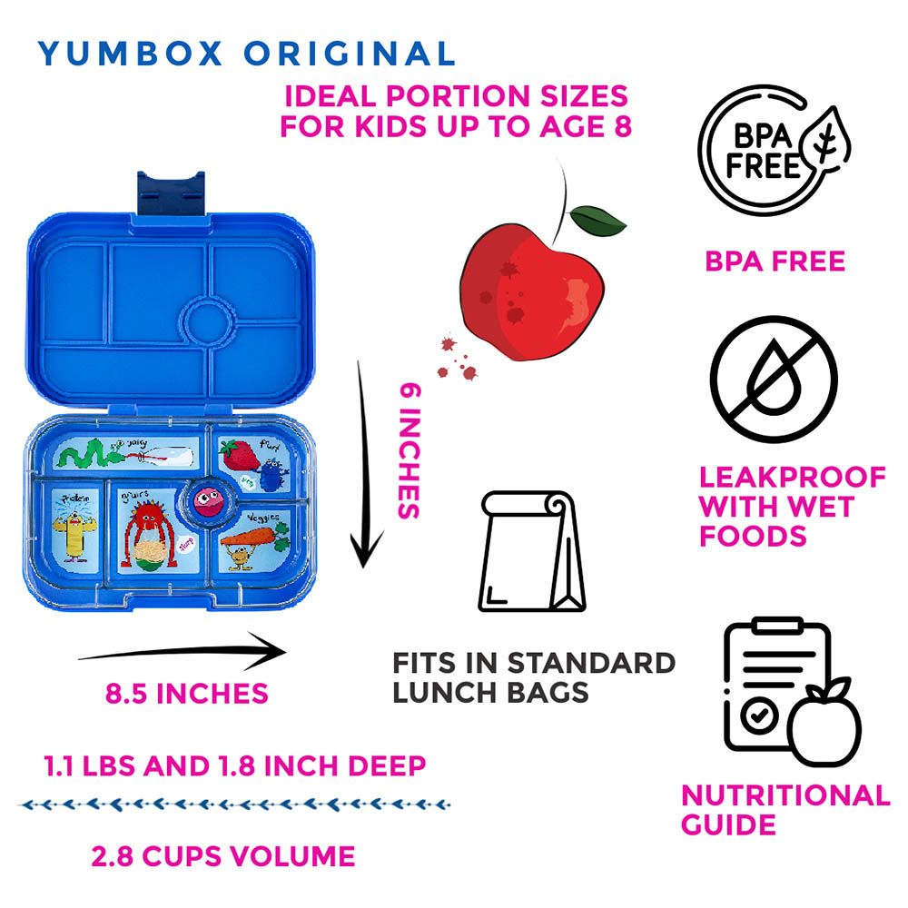 Yumbox - Funny Monster 6 Compartments Lunch Box - Surf Blue