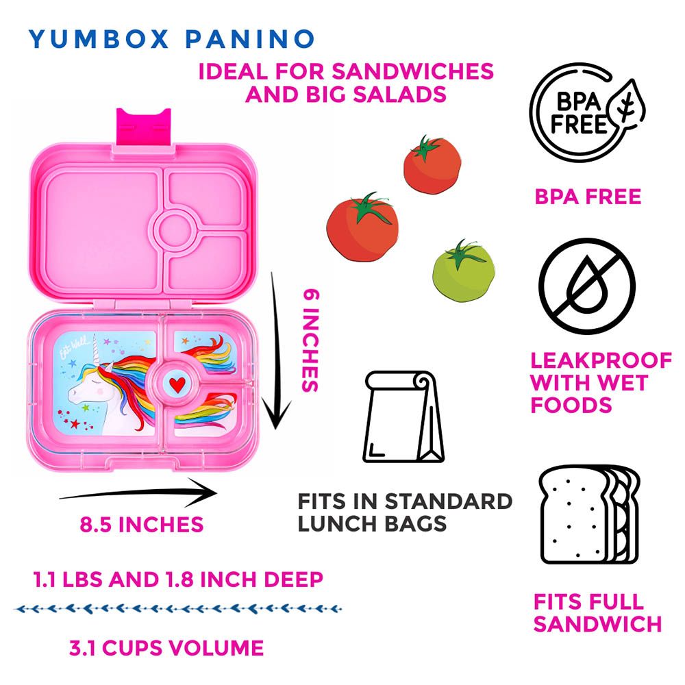 Yumbox - Panino Unicorn 4 Compartments Lunch Box - Power Pink