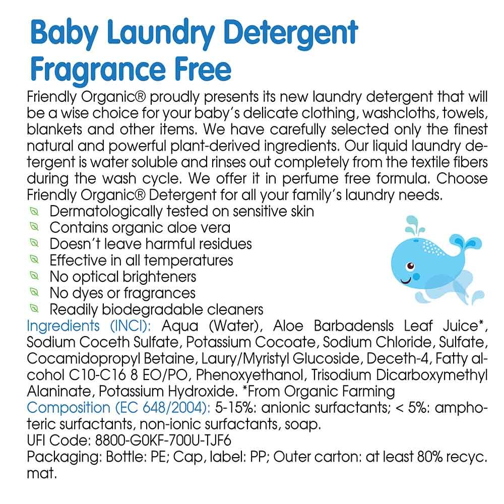 Friendly Organic - Fragrance Free Baby Laundry Detergent - White - 1000 ml