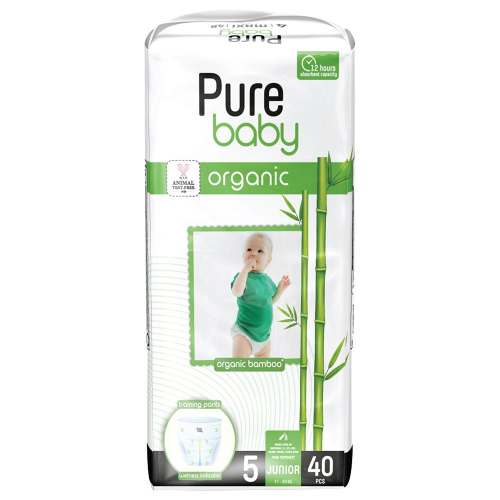 Purebaby - Pull Up Pant Diapers w/ Organic Bamboo - 11-20 Kg - S5 - 40pcs