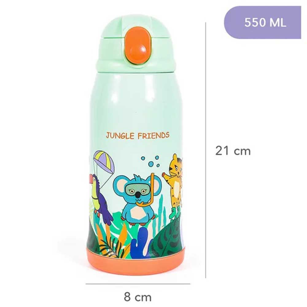 Milk&Moo - Stainless Steel Water Bottle w/ Jungle Friends Bag - 550 ml