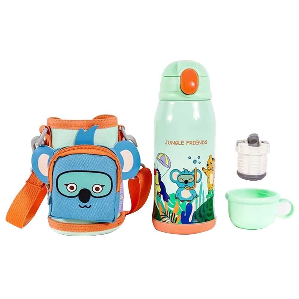 Milk&Moo - Stainless Steel Water Bottle w/ Jungle Friends Bag - 550 ml