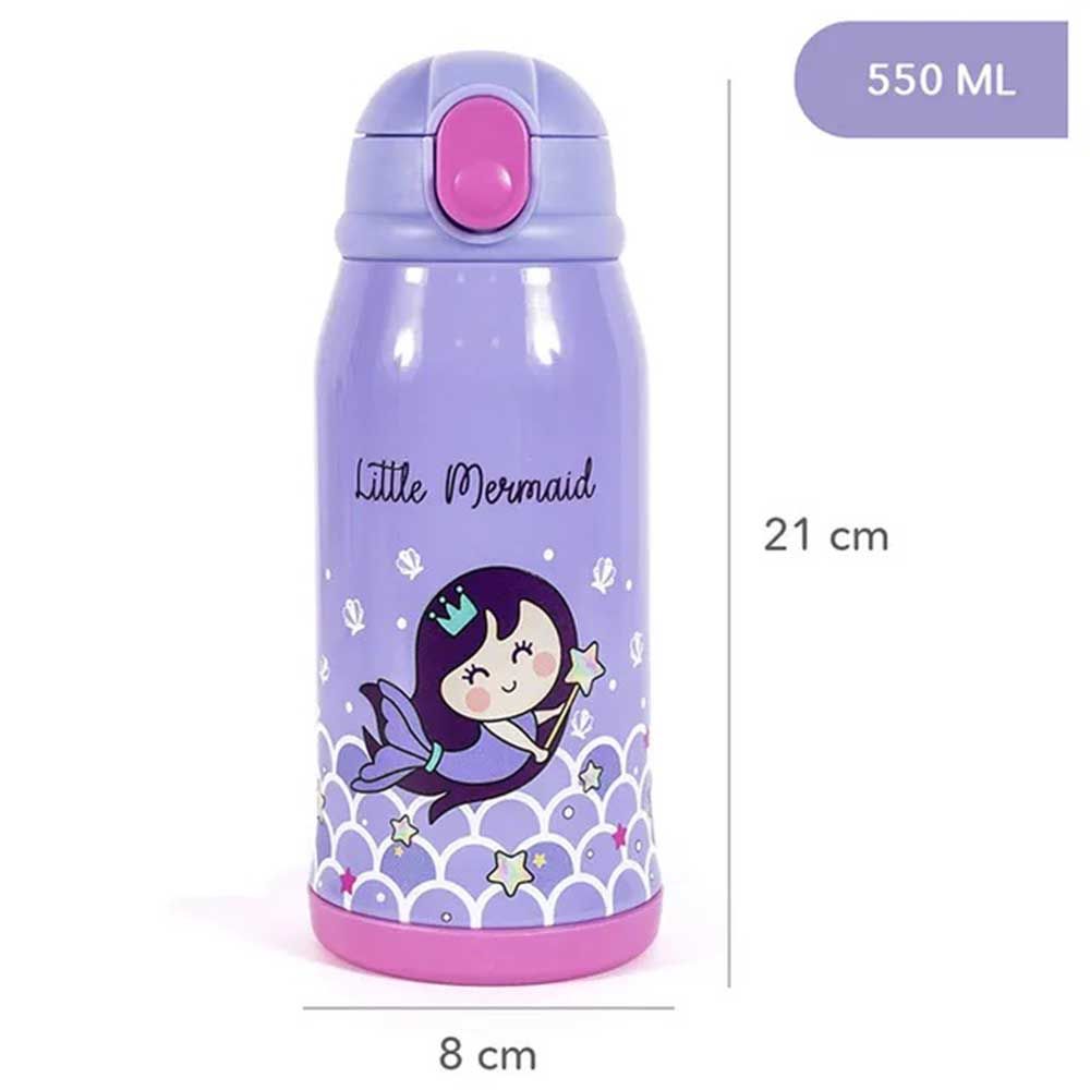 Milk&Moo - Stainless Steel Water Bottle w/ Mermaid Bag - 550 ml