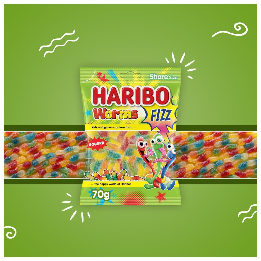 Haribo - Fizz Worms Gummy Candy - 70 g