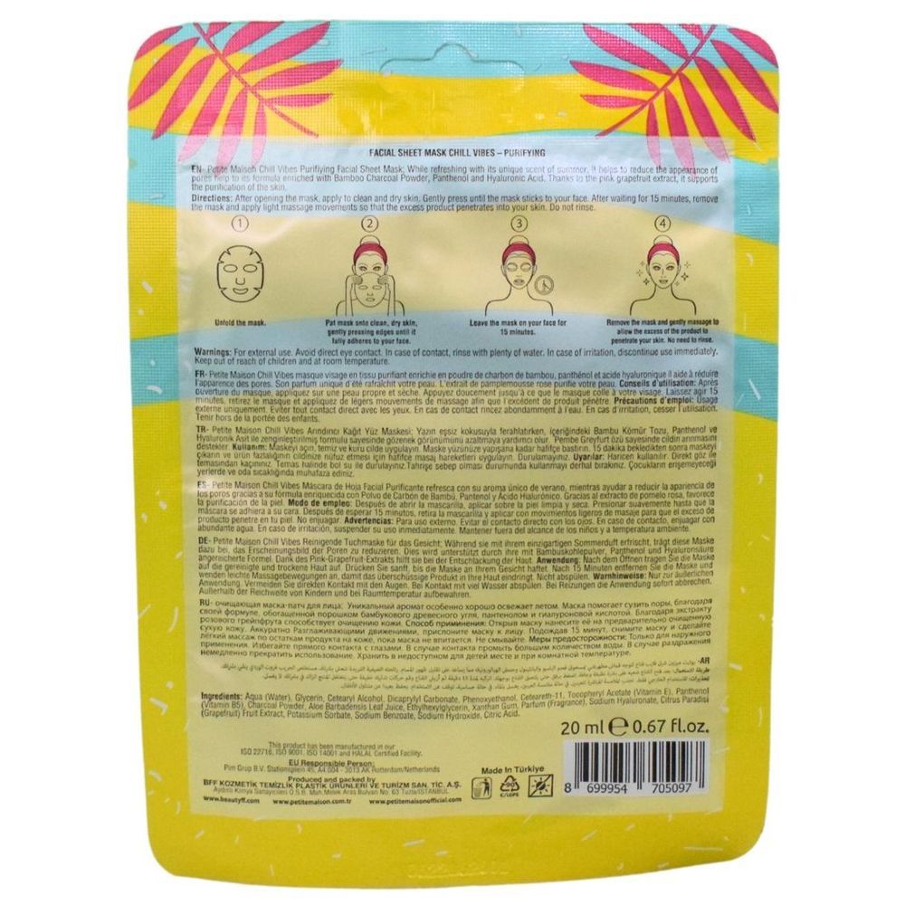 Petite Maison - Chill Vibes Facial Sheet Mask - Purifying - 20ml