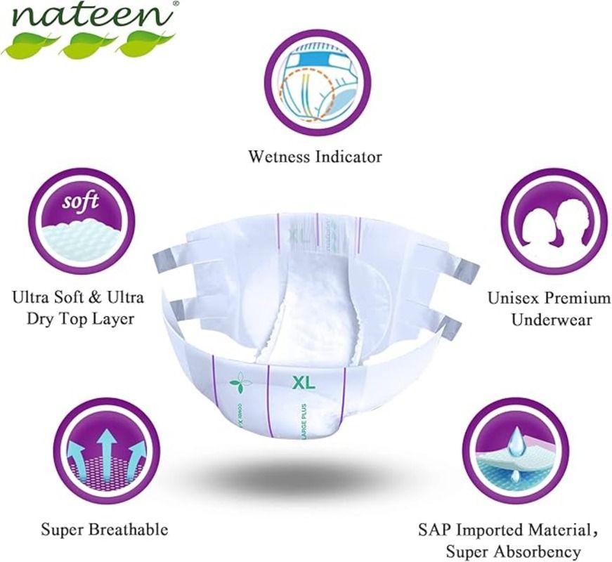 Nateen - Combi Ultra Adult Diapers - Medium - 10 Pcs