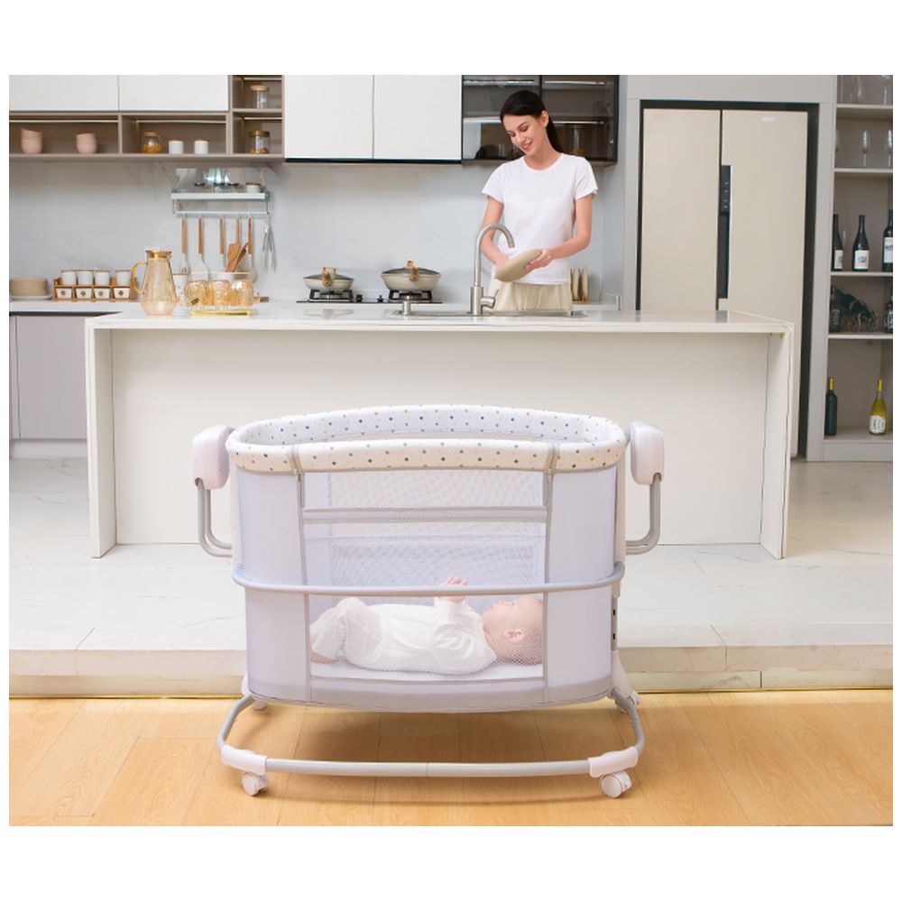 Mastela - Baby Electric Bed Swing Bassinet w/ Polka Dots - Grey