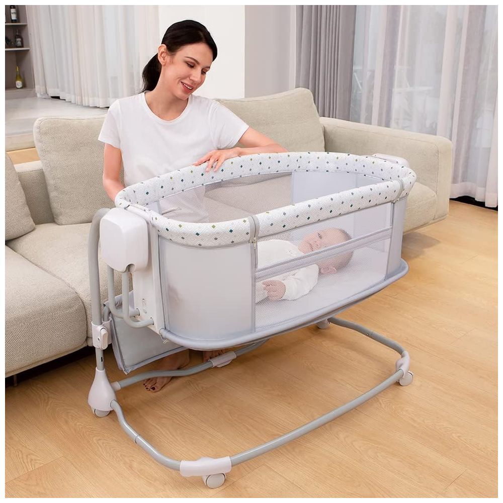 Mastela - Baby Electric Bed Swing Bassinet w/ Polka Dots - Grey