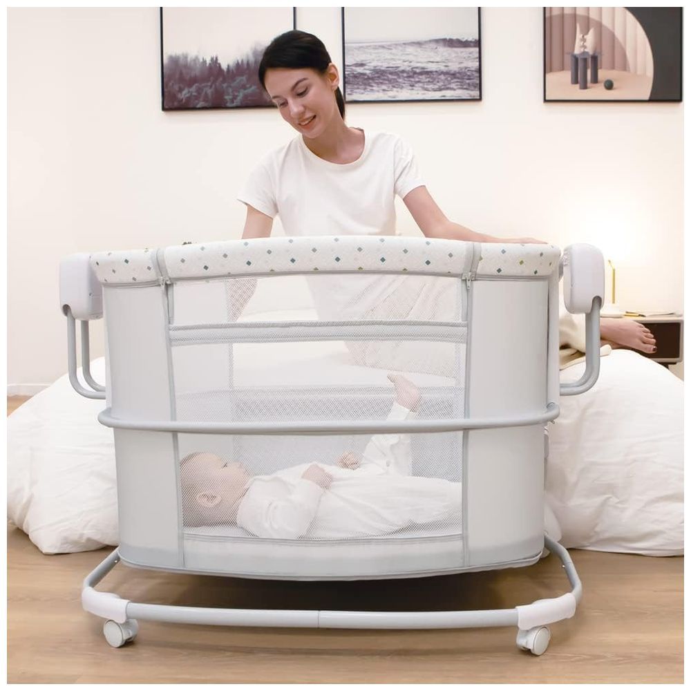 Mastela - Baby Electric Bed Swing Bassinet w/ Polka Dots - Grey