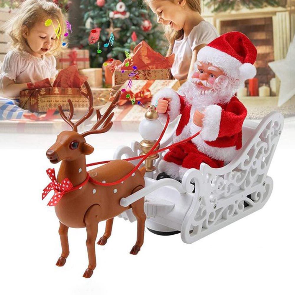 Galaxy Bubbles - Reindeer Pulling Carriage w/ Santa Claus Christmas Decoration