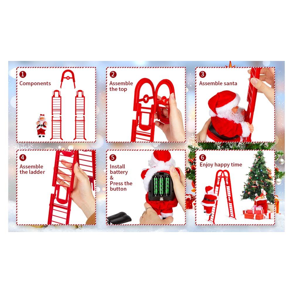 Galaxy Bubbles - Santa Claus Climbing Ladder Rope Christmas Decoration