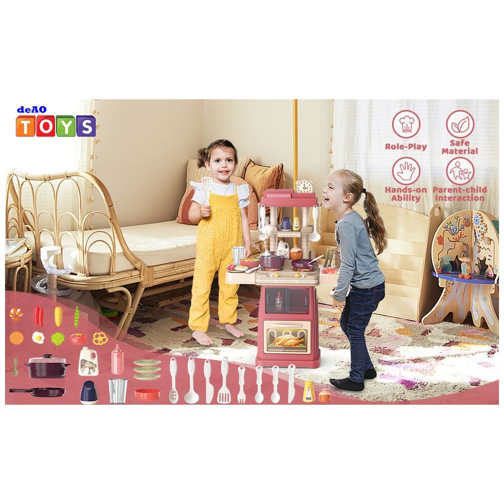 Little Angel - Kid's Kitchen Playset Toys w/ Light & Sound - 30pcs