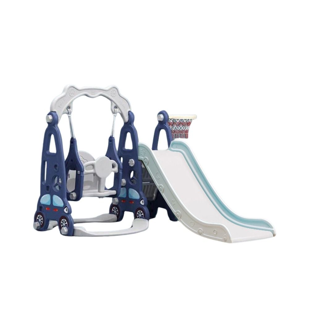 Megastar - Zoom Slide & Swing Multiplayset 3-In-1 For Kids With Basketball Hoop - Blue