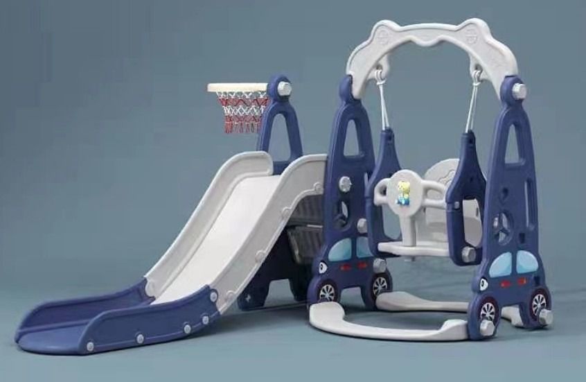 Megastar - Zoom Slide & Swing Multiplayset 3-In-1 For Kids With Basketball Hoop - Blue