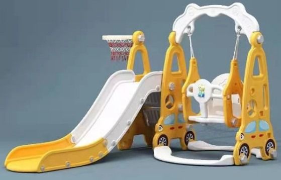 Megastar - Zoom Slide & Swing Multiplayset 3-In-1 For Kids With Basketball Hoop - Yellow