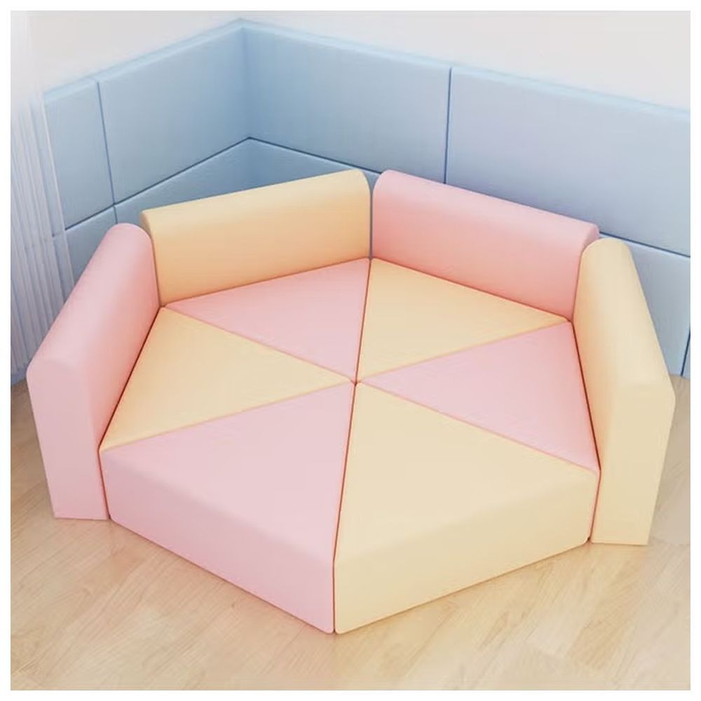 Megastar - Peachy Pink Six Sided Sofa L Soft Play Zone Island Activity Set