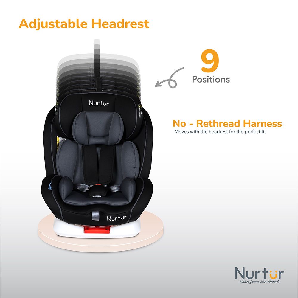 Nurtur - 4-In-1 Ultra Baby Car Seat Isofix 9 w/ Canopy - Black