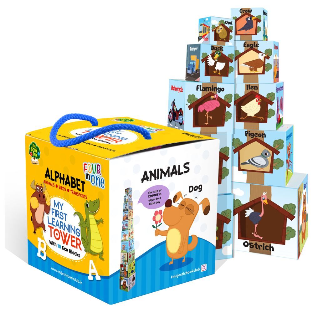 My First Learning Tower w/ 20 Blocks - Animals Birds & Transports