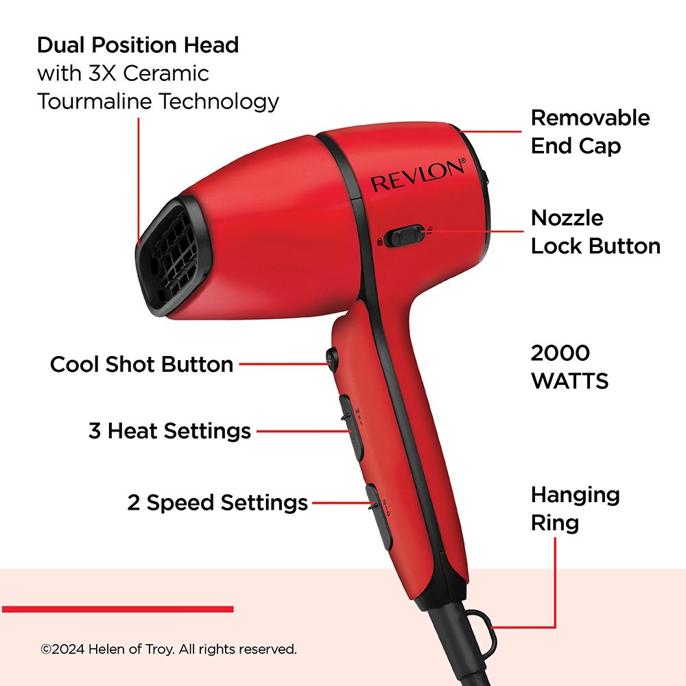 Revlon - Airflow Control Dryer W/ Rotating Built-in Concentrator - Red