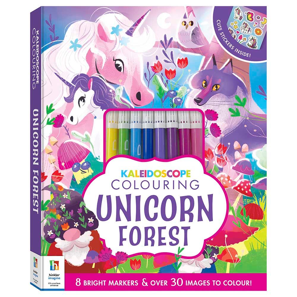  كتاب kaleidoscope colouring unicorn forest book