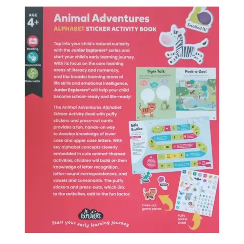 كتاب Hinkler - Junior Explorers: Animal Adventures Alphabet Sticker Activity Book