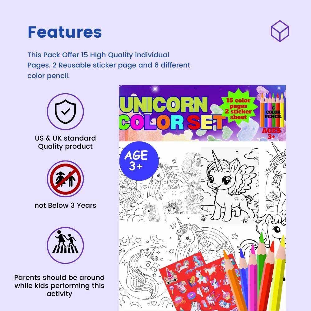 Just Kidding - Unicorn Coloring Set Book For Kids