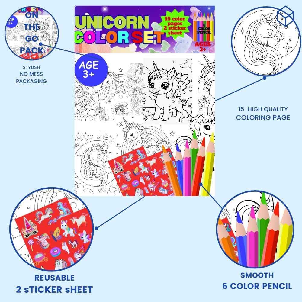 Just Kidding - Unicorn Coloring Set Book For Kids