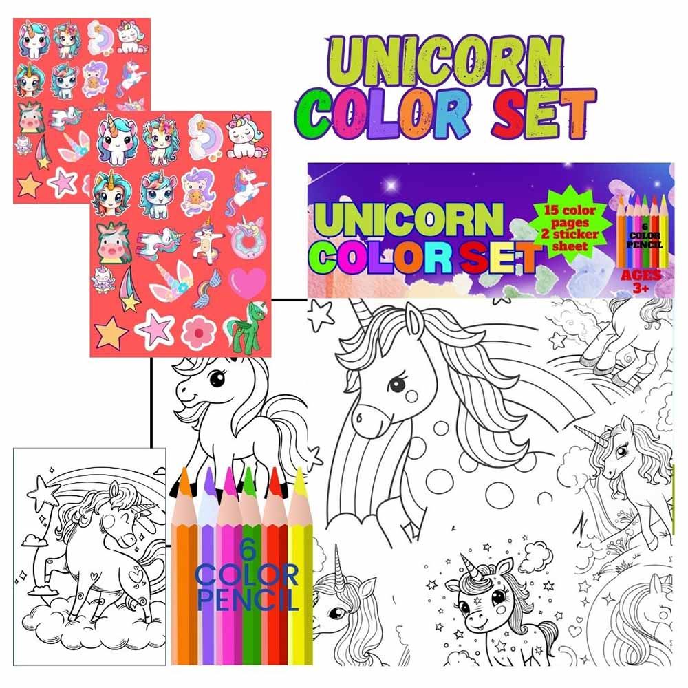 Just Kidding - Unicorn Coloring Set Book For Kids