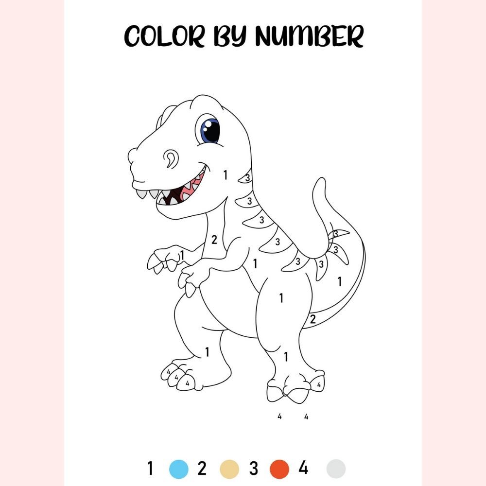 Just Kidding - Dinosaur Color By Number Coloring Set For Kids