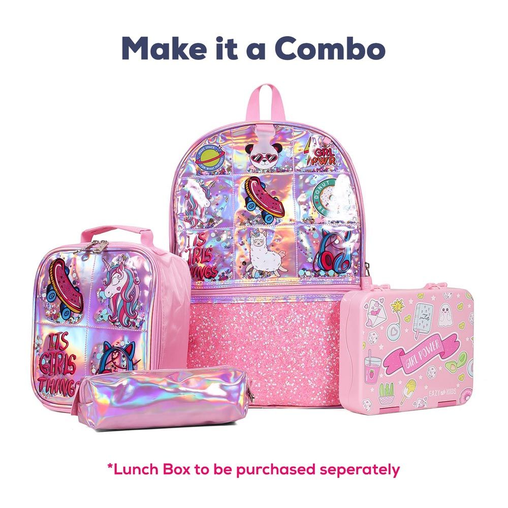 Eazy Kids - Back To School Combo - Set Of 4 - 17-Inch - It's Girl Thing Pink