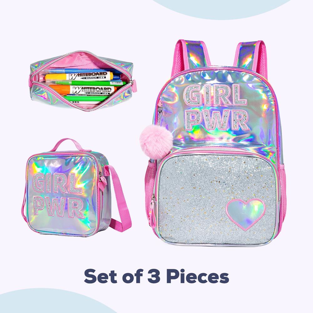 Eazy Kids - Back To School Combo - Set Of 4 - 17-Inch - Girl Power Pink