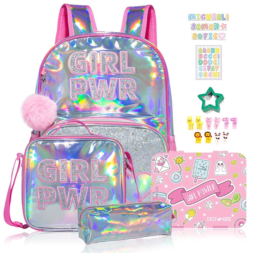 Eazy Kids - Back To School Combo - Set Of 4 - 17-Inch - Girl Power Pink