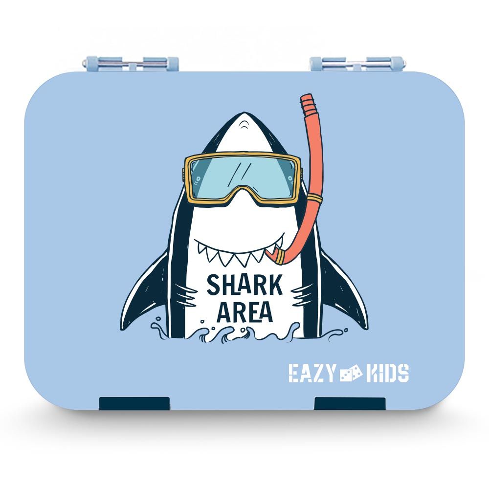 Eazy Kids - 4 Compartment Bento Box w/ Lunch Bag & Food Jar  - Shark