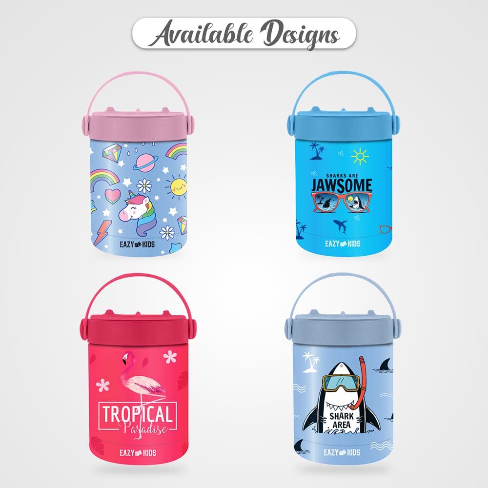 Eazy Kids - 4 Compartment Bento Box w/ Lunch Bag & Food Jar  - Shark