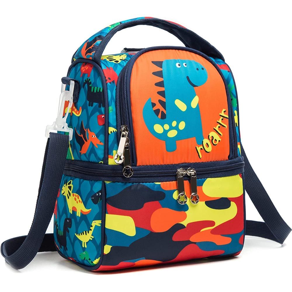 Eazy Kids - Lunch Bag & Activity Backpack - 3pcs - Dinosaur Blue