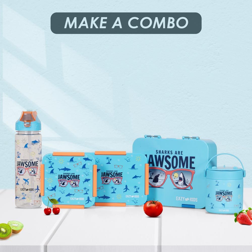 Eazy Kids - 6 Compartment Bento Box w/ Water Bottle & Food Jar - Jawsome