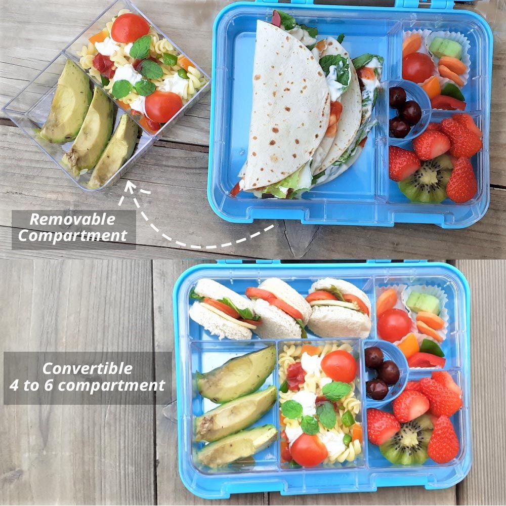 Eazy Kids - 6 Compartment Bento Box w/ Water Bottle & Food Jar - Jawsome