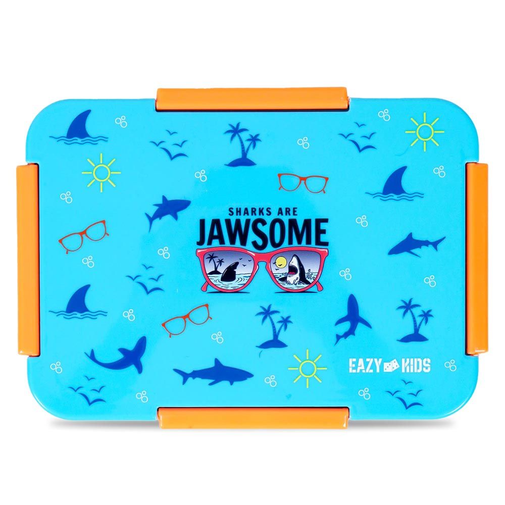 Eazy Kids - Lunch Box & Water Bottle w/ Drinking Flip Lid & Sipper - Jawsome