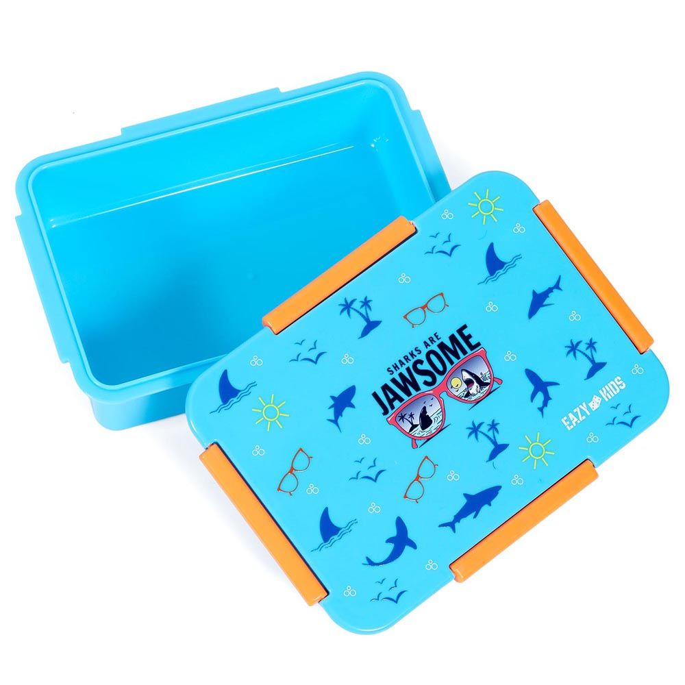 Eazy Kids - Lunch Box & Water Bottle w/ Drinking Flip Lid & Sipper - Jawsome