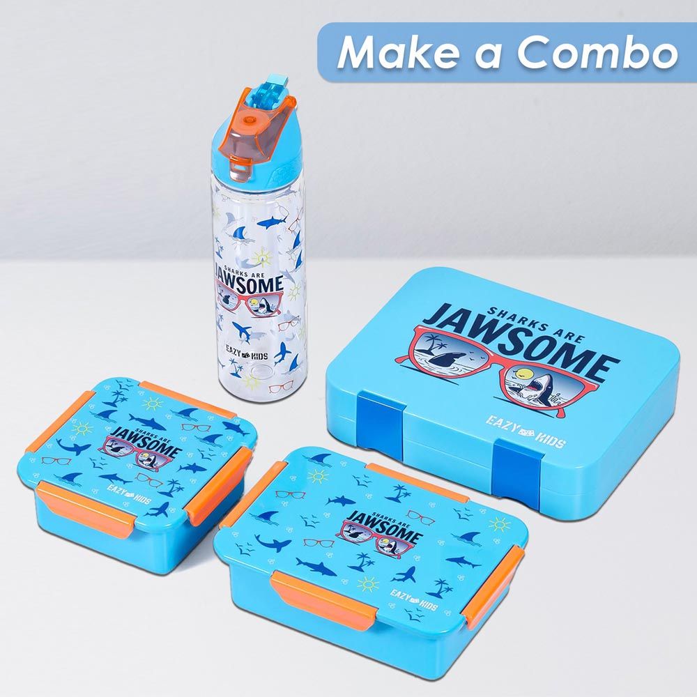 Eazy Kids - Lunch Box & Water Bottle w/ Drinking Flip Lid & Sipper - Jawsome