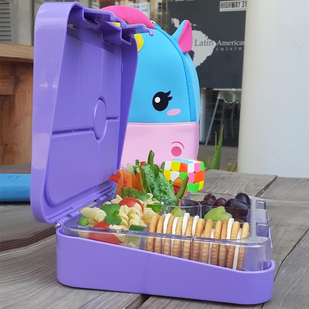 Eazy Kids - 6 Compartment Bento Box w/ Lunch Bag - Unicorn