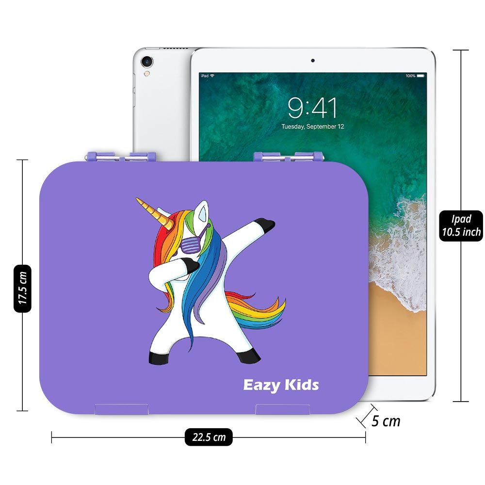 Eazy Kids - 6 Compartment Bento Box w/ Lunch Bag - Unicorn Blue