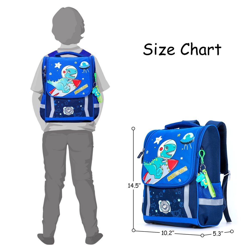 Eazy Kids - Dino In Space School Bag With Trolley - Blue