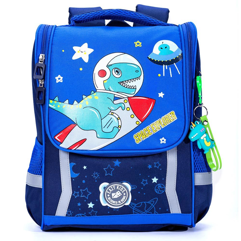 Eazy Kids - Dino In Space School Bag With Trolley - Blue