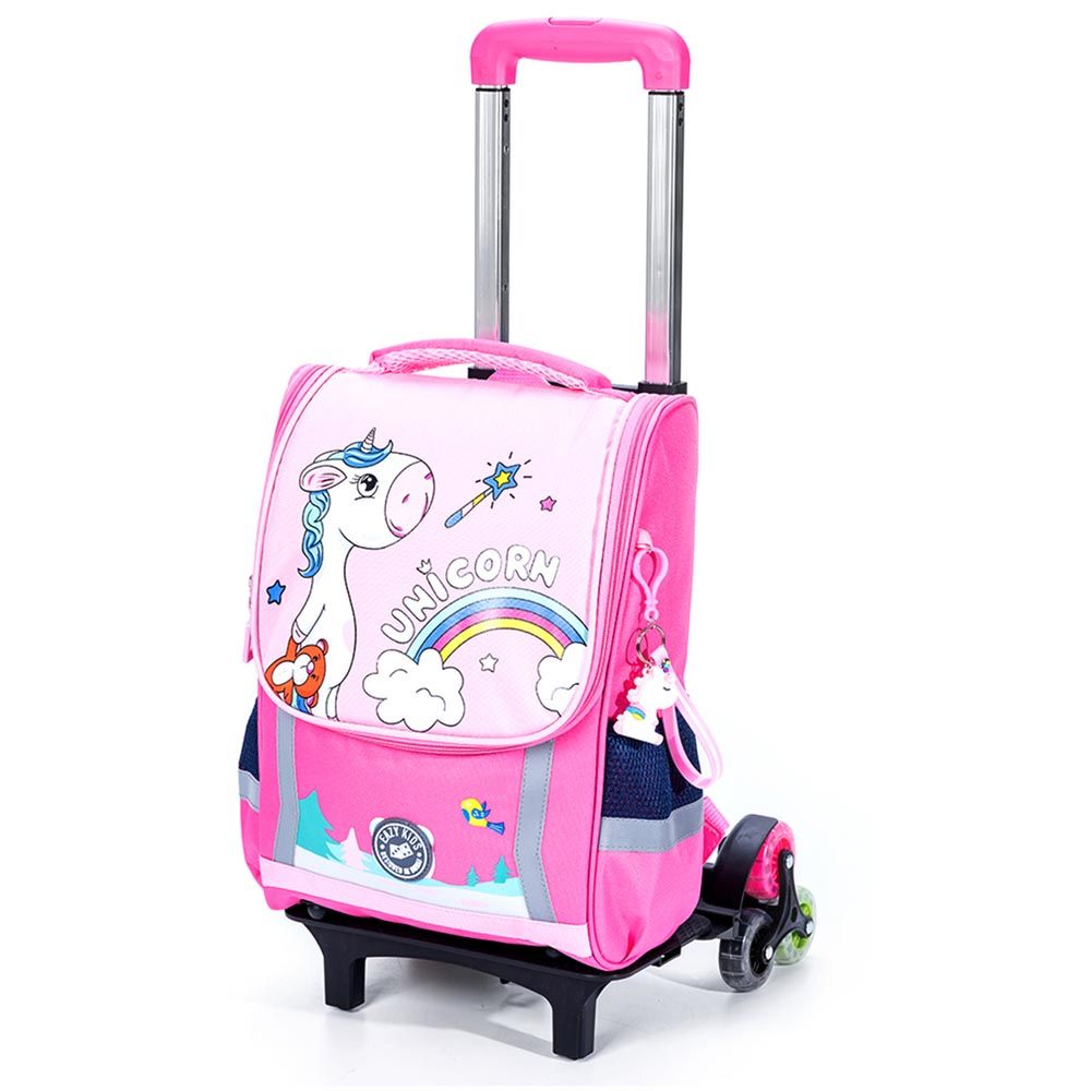 Eazy Kids - Unicorn School Bag With Trolley - Princess Pink