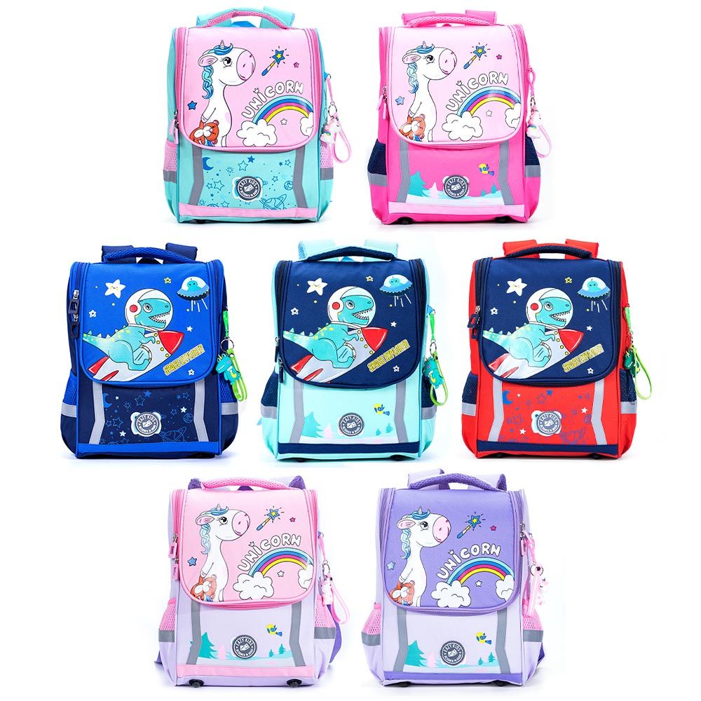 Eazy Kids - Unicorn School Bag With Trolley - Princess Pink